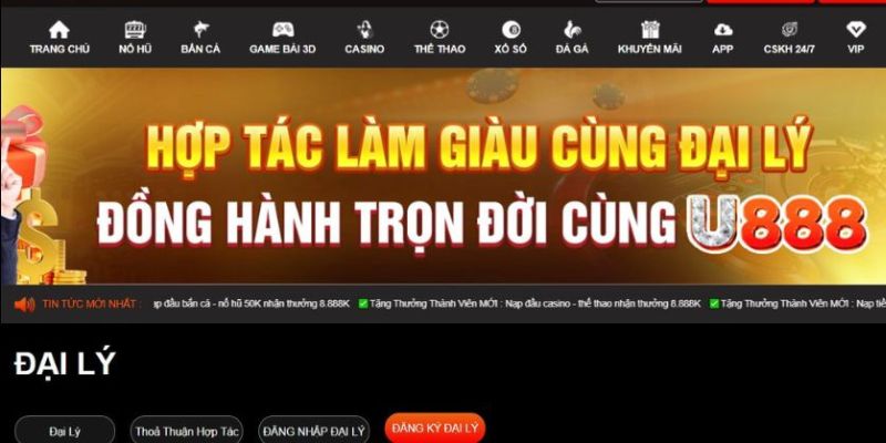 Lợi ích tuyệt vời khi hợp tác trở thành đại lý U888